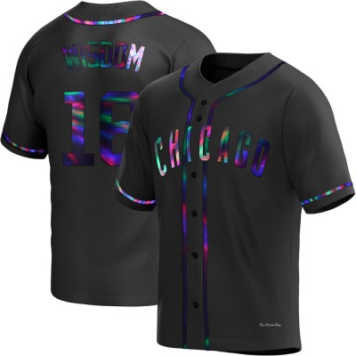 Men's Patrick Wisdom Chicago Cubs Replica Black Holographic Alternate Jersey