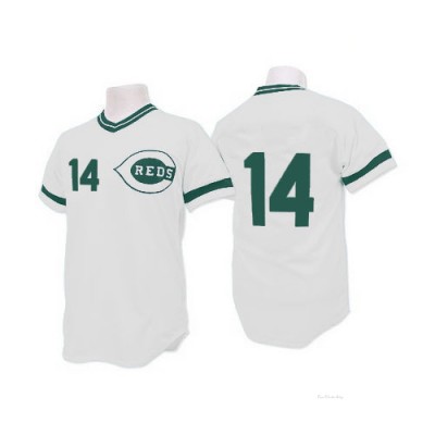 Men's Pete Rose Cincinnati Reds Authentic White (Green Patch) Throwback Jersey