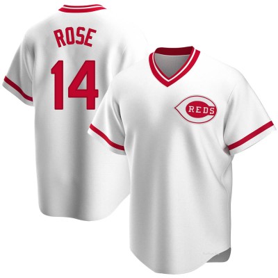 Men's Pete Rose Cincinnati Reds Replica White Home Cooperstown Collection Jersey