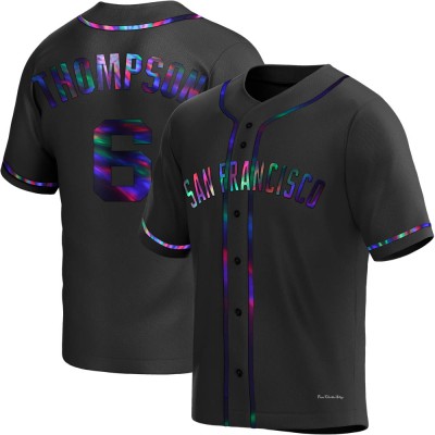 Men's Robby Thompson San Francisco Giants Replica Black Holographic Alternate Jersey