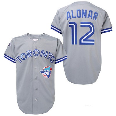 Men's Roberto Alomar Toronto Blue Jays Authentic Grey Throwback Jersey