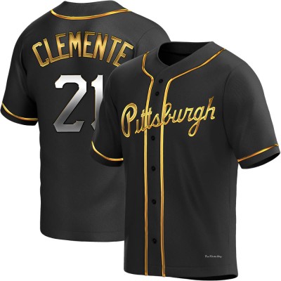 Men's Roberto Clemente Pittsburgh Pirates Replica Black Golden Alternate Jersey