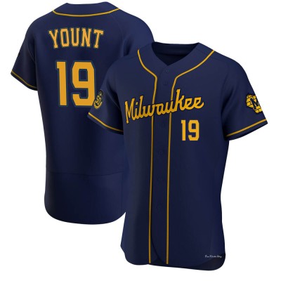 Men's Robin Yount Milwaukee Brewers Authentic Navy Alternate Jersey