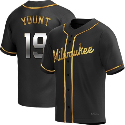 Men's Robin Yount Milwaukee Brewers Replica Black Golden Alternate Jersey