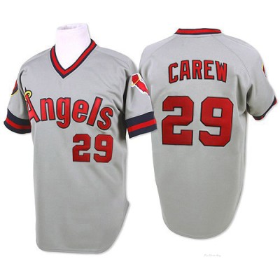 Men's Rod Carew Los Angeles Angels Authentic Grey 1985 Throwback Jersey