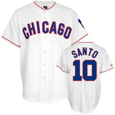 Men's Ron Santo Chicago Cubs Authentic White 1968 Throwback Jersey