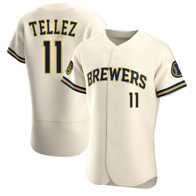 Men's Rowdy Tellez Milwaukee Brewers Authentic Cream Home Jersey