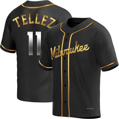 Men's Rowdy Tellez Milwaukee Brewers Replica Black Golden Alternate Jersey