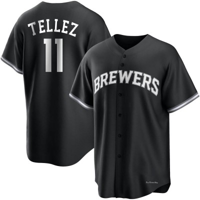 Men's Rowdy Tellez Milwaukee Brewers Replica Black/White Jersey