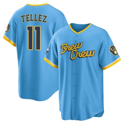 Men's Rowdy Tellez Milwaukee Brewers Replica Blue Powder 2022 City Connect Jersey