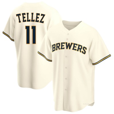 Men's Rowdy Tellez Milwaukee Brewers Replica Cream Home Jersey