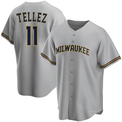 Men's Rowdy Tellez Milwaukee Brewers Replica Gray Road Jersey