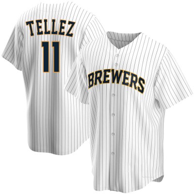 Men's Rowdy Tellez Milwaukee Brewers Replica White Home Jersey