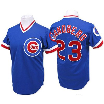 Men's Ryne Sandberg Chicago Cubs Authentic Blue Throwback Jersey