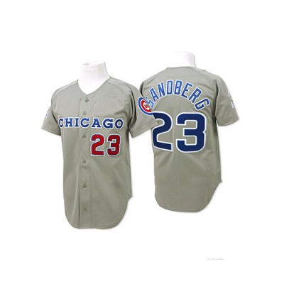 Men's Ryne Sandberg Chicago Cubs Authentic Grey Throwback Jersey