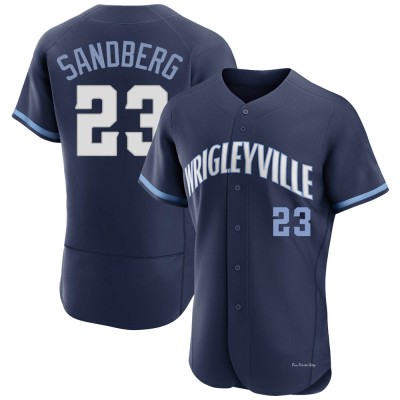 Men's Ryne Sandberg Chicago Cubs Authentic Navy 2021 City Connect Jersey