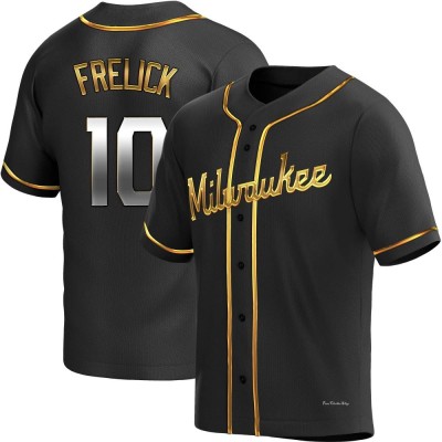 Men's Sal Frelick Milwaukee Brewers Replica Black Golden Alternate Jersey