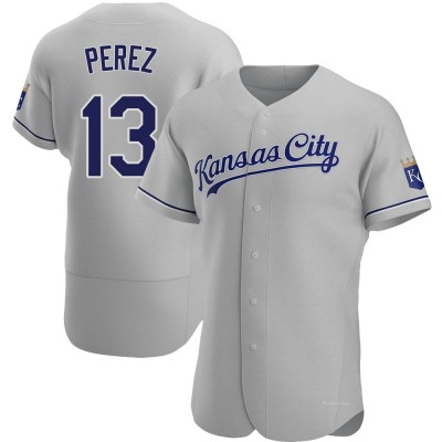 Men's Salvador Perez Kansas City Royals Authentic Gray Road Jersey