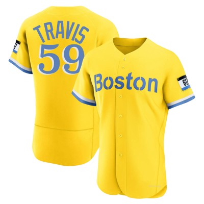 Men's Sam Travis Boston Red Sox Authentic Gold/Light Blue 2021 City Connect Jersey