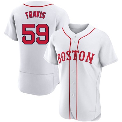 Men's Sam Travis Boston Red Sox Authentic White 2021 Patriots' Day Jersey