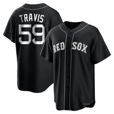 Men's Sam Travis Boston Red Sox Replica Black/White Jersey