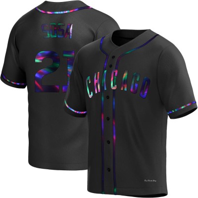 Men's Sammy Sosa Chicago Cubs Replica Black Holographic Alternate Jersey