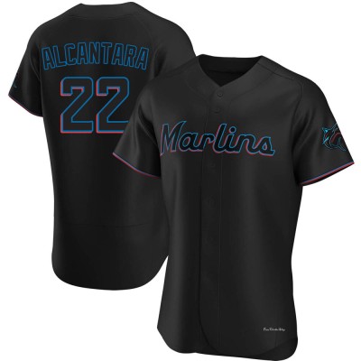 Men's Sandy Alcantara Miami Marlins Authentic Black Alternate Jersey