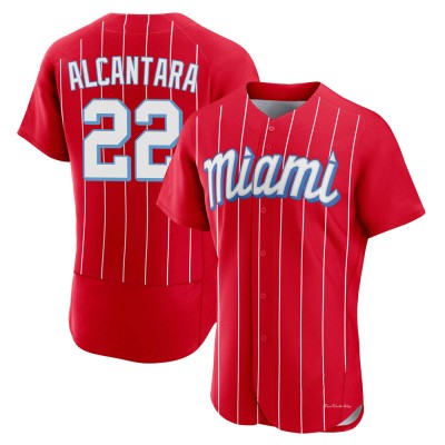 Men's Sandy Alcantara Miami Marlins Authentic Red 2021 City Connect Jersey