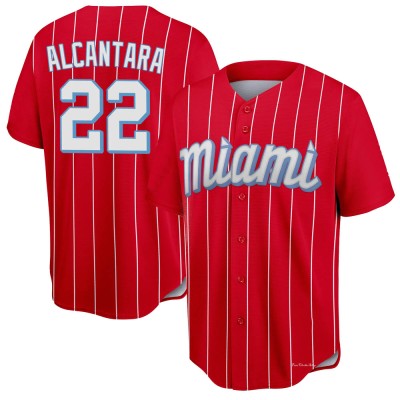 Men's Sandy Alcantara Miami Marlins Replica Red 2021 City Connect Jersey