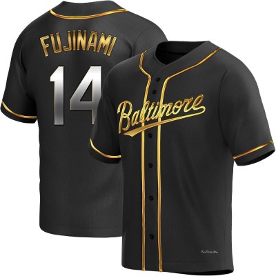 Men's Shintaro Fujinami Baltimore Orioles Replica Black Golden Alternate Jersey