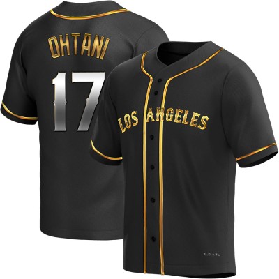 Men's Shohei Ohtani Los Angeles Angels Replica Black Golden Alternate Jersey