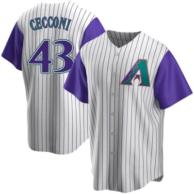 Men's Slade Cecconi Arizona Diamondbacks Replica Cream/Purple Alternate Cooperstown Collection Jersey