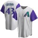 Men's Slade Cecconi Arizona Diamondbacks Replica Cream/Purple Alternate Cooperstown Collection Jersey