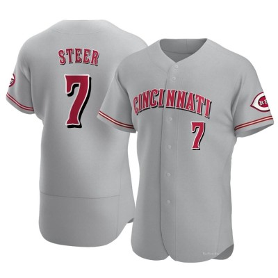 Men's Spencer Steer Cincinnati Reds Authentic Gray Road Jersey