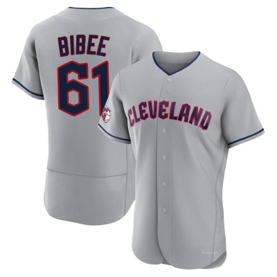 Men's Tanner Bibee Cleveland Guardians Authentic Gray Road Jersey