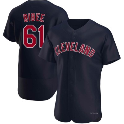 Men's Tanner Bibee Cleveland Guardians Authentic Navy Alternate Jersey