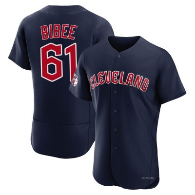 Men's Tanner Bibee Cleveland Guardians Authentic Navy Alternate Jersey