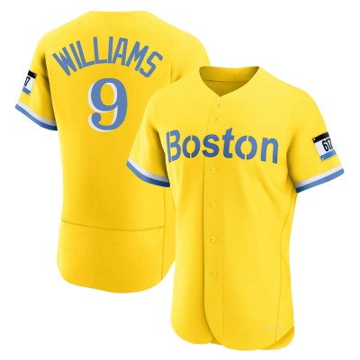 Men's Ted Williams Boston Red Sox Authentic Gold/Light Blue 2021 City Connect Jersey