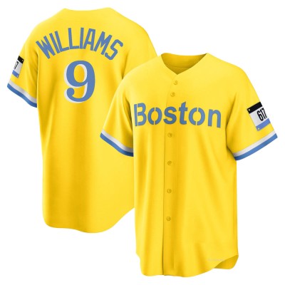 Men's Ted Williams Boston Red Sox Replica Gold/Light Blue 2021 City Connect Player Jersey