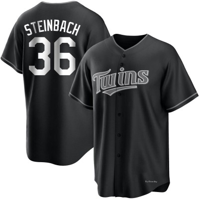 Men's Terry Steinbach Minnesota Twins Replica Black/White Jersey