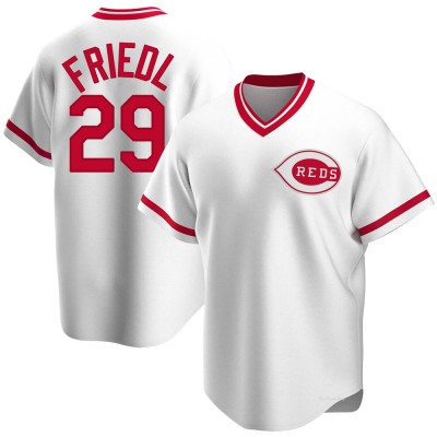 Men's TJ Friedl Cincinnati Reds Replica White Home Cooperstown Collection Jersey