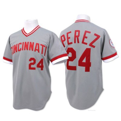 Men's Tony Perez Cincinnati Reds Authentic Grey Throwback Jersey