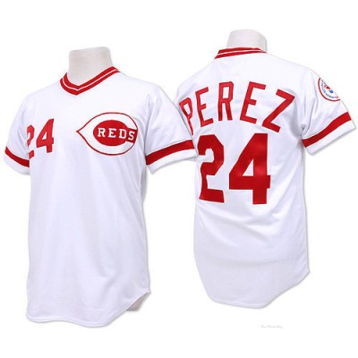 Men's Tony Perez Cincinnati Reds Authentic White Throwback Jersey