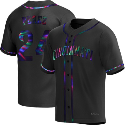 Men's Tony Perez Cincinnati Reds Replica Black Holographic Alternate Jersey