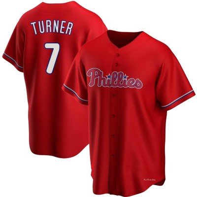 Men's Trea Turner Philadelphia Phillies Replica Red Alternate Jersey