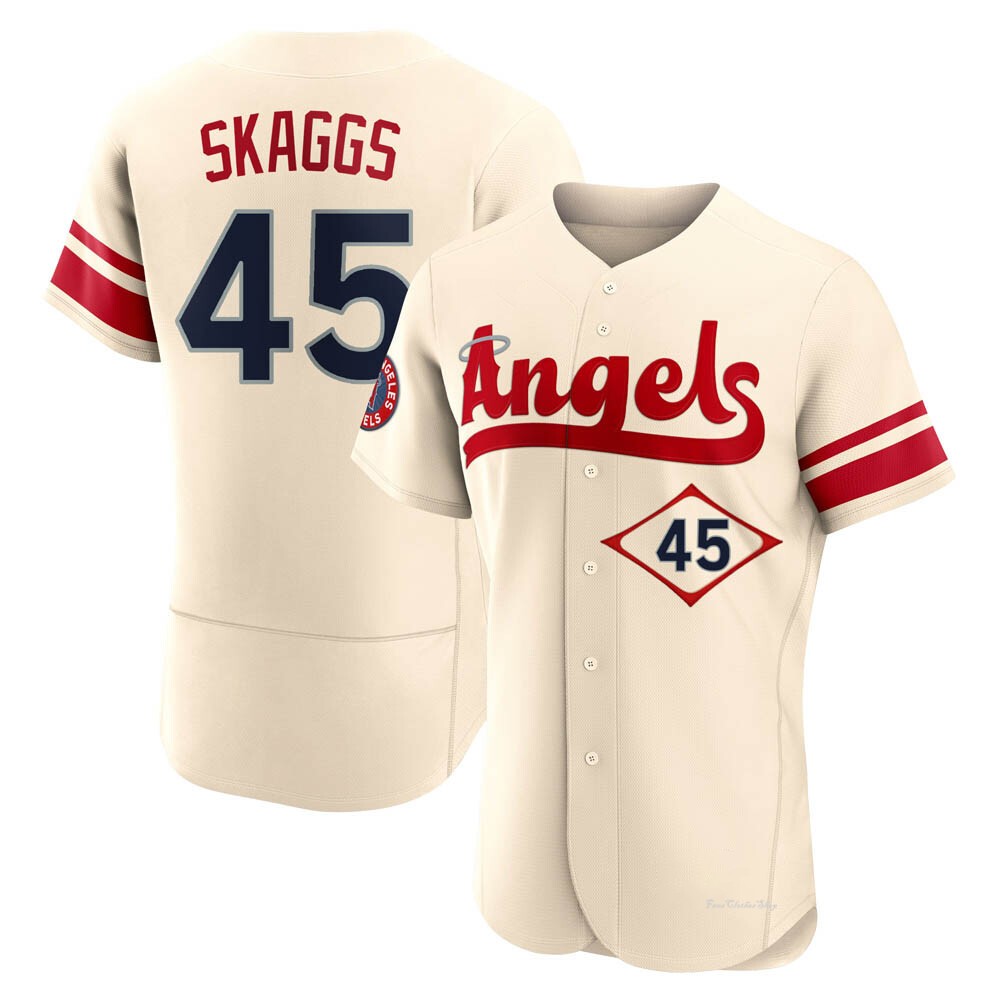 Men's Tyler Skaggs Los Angeles Angels Authentic Cream 2022 City Connect ...