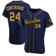 Men's William Contreras Milwaukee Brewers Authentic Navy Alternate Jersey