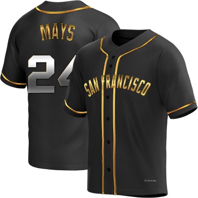 Men's Willie Mays San Francisco Giants Replica Black Golden Alternate Jersey