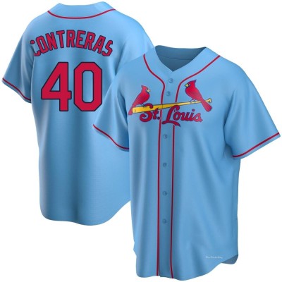 Men's Willson Contreras St. Louis Cardinals Replica Light Blue Alternate Jersey