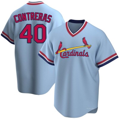 Men's Willson Contreras St. Louis Cardinals Replica Light Blue Road Cooperstown Collection Jersey